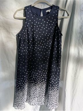 Studio One Navy and White Polka Dot Midi Dress